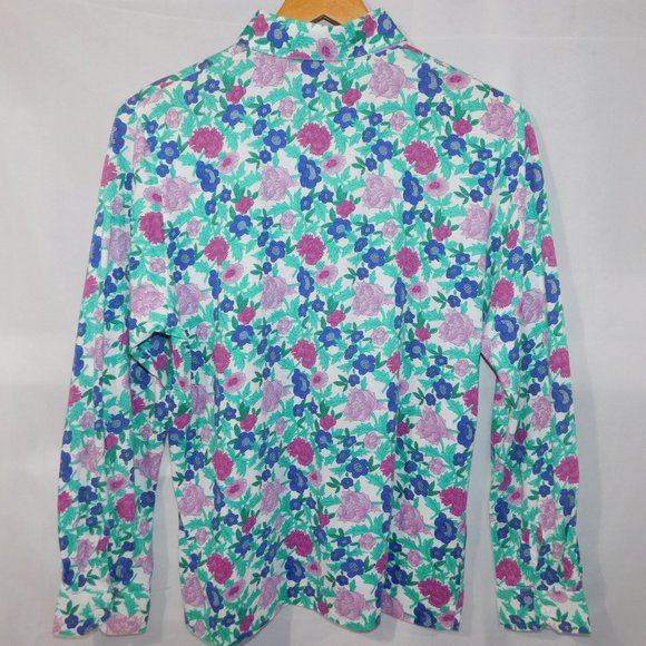 Leon Levin Womens L Long Sleeve floral Polo shirt - Picture 7 of 8
